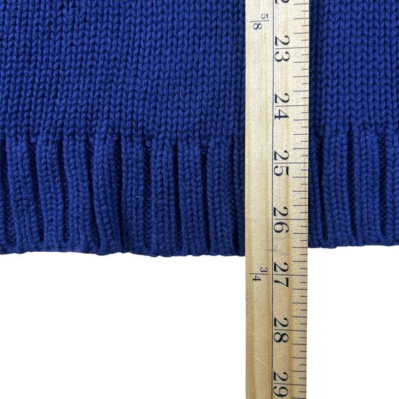 Lilly Pulitzer Navy Cotton Fisherman Sweater L Silver Toggle Shawl Collar Preppy - Picture 10 of 10